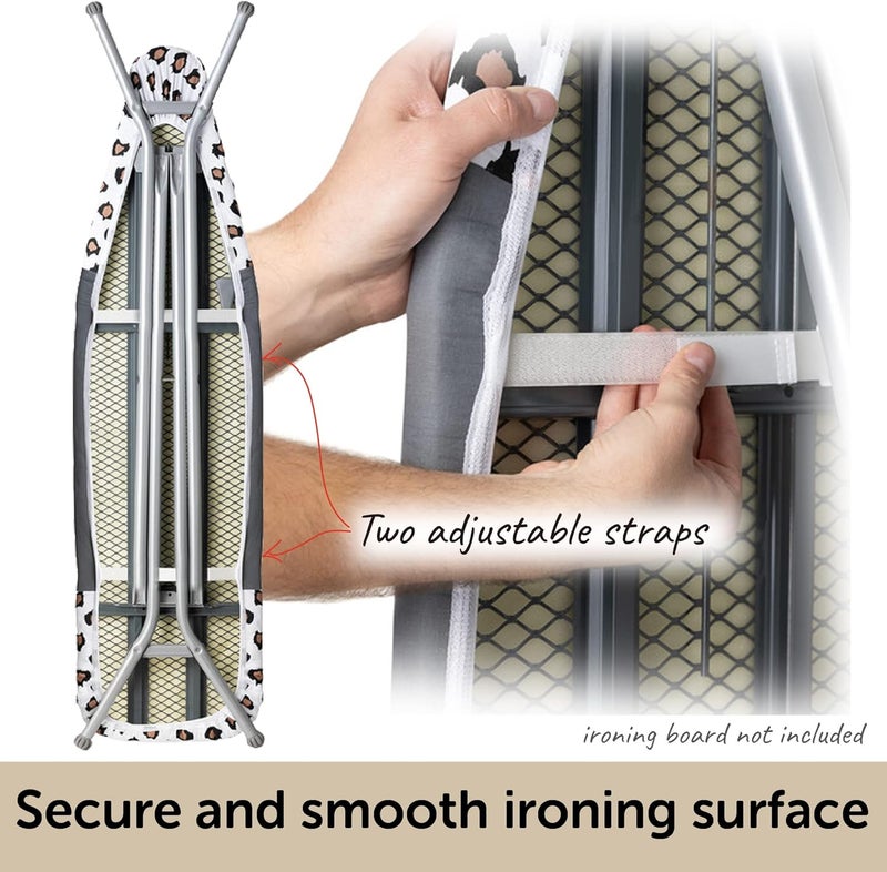 Oliso Ironing Board Cover – 100% Cotton with Professional Felt Pad, Fits Standard 54" x 15" Boards – Secure Fit with Wide Elastic Edge & Adjustable Straps – Mimi G - Image 4